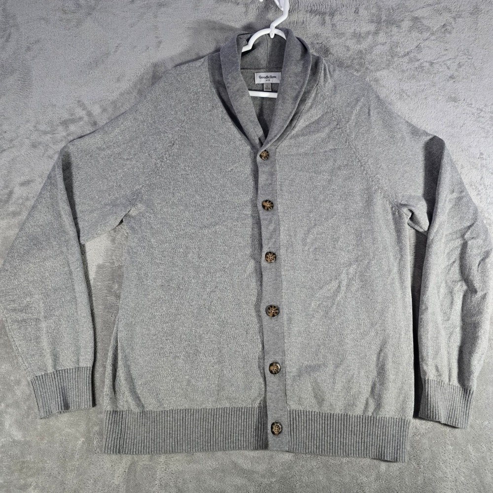 Goodfellow‎ & Co. Gray Cardigan Sweater Button Front Knitwear Mens Large